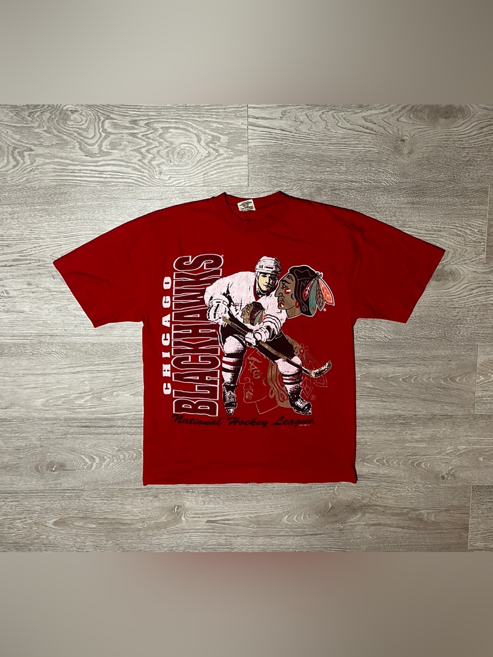 1992 Chicago Blackhawks Hockey Player Men’s Vintage Graphic T-Shirt